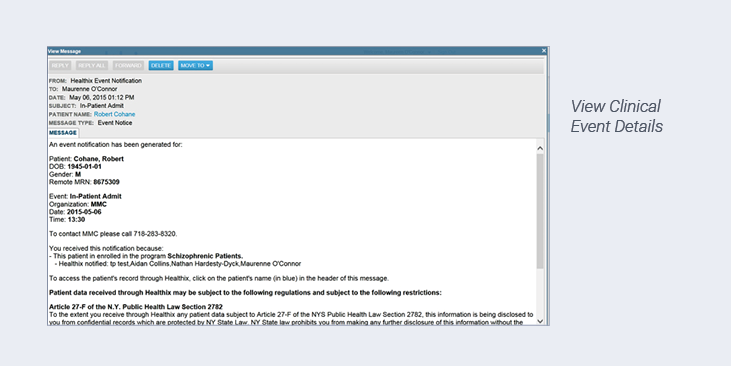 Screenshot Healthix Alerts